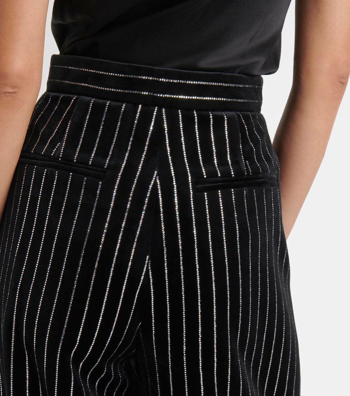 Alex Perry Embellished velvet straight pants