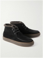 Brioni - Shearling-Lined Suede Chukka Boots - Black