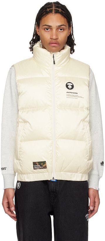 Photo: AAPE by A Bathing Ape Off-White Printed Down Vest