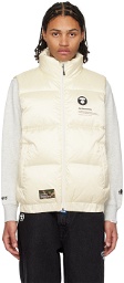 AAPE by A Bathing Ape Off-White Printed Down Vest