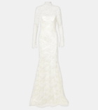 Danielle Frankel Bridal Adena floral lace-trimmed wool and silk gown