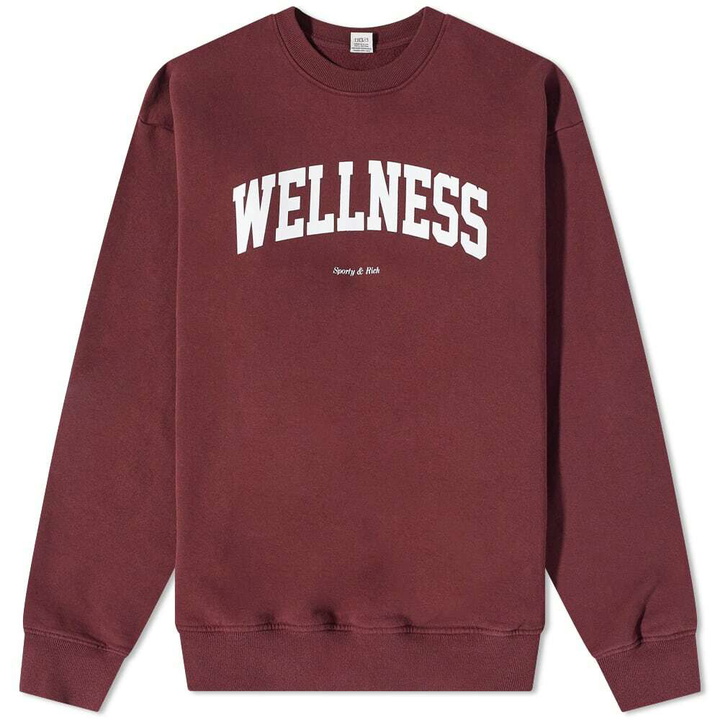 Photo: Sporty & Rich Men's Wellness Ivy Crew Sweat in Merlot/White