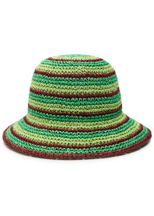 Damson Madder Gingham Straw Crochet Bucket hat - Navy - One  display picture 3