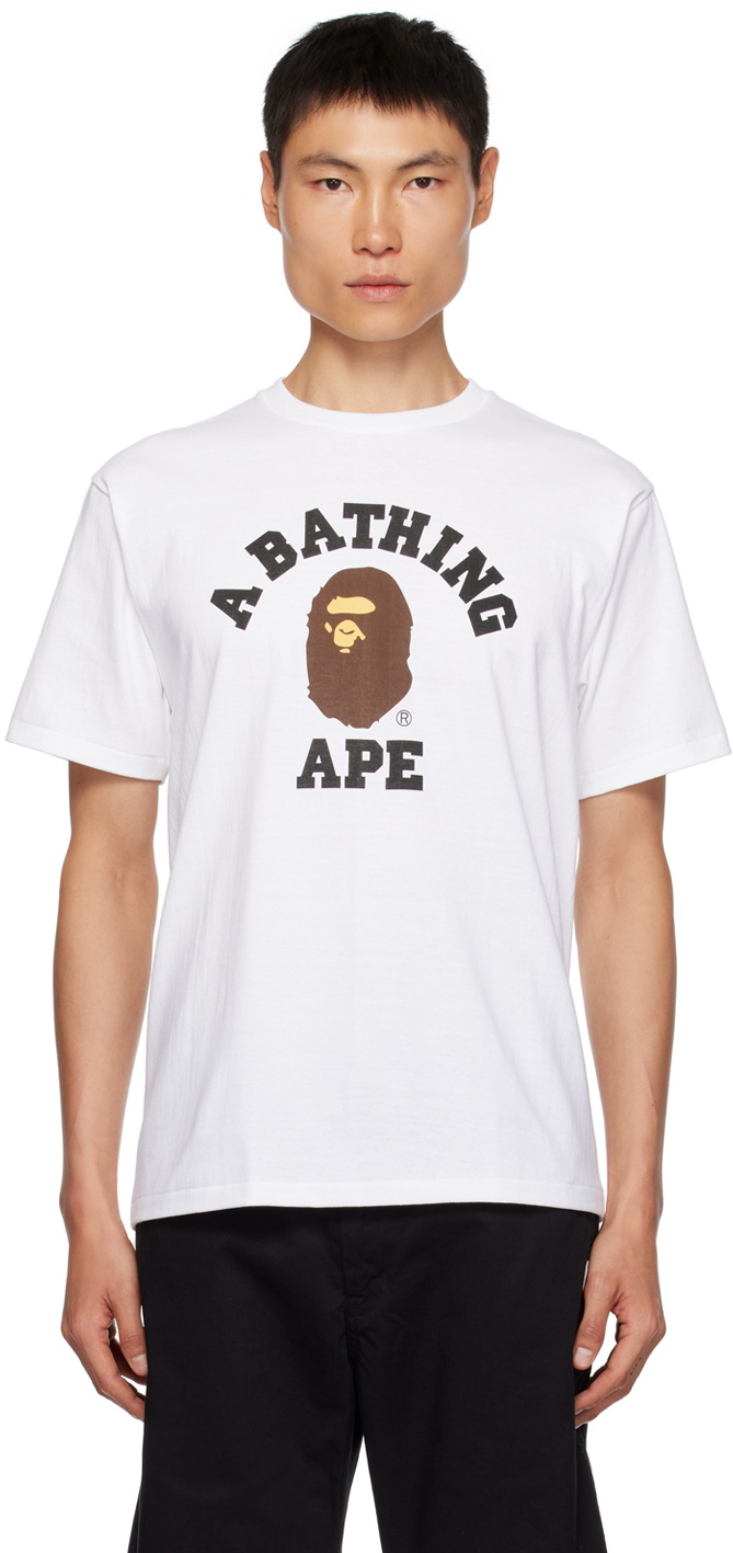 BAPE White College T-Shirt A Bathing Ape