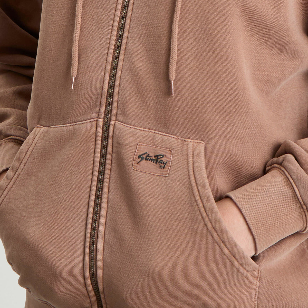 Stan Ray Men's Patch Zip Hoodie in Washed Acorn