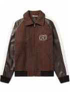 Valentino Garavani - Cotton-Blend Tweed and Leather Bomber Jacket - Brown