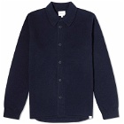 Norse Projects Men's Martin Merino Lambswool Button Polo Shirt in Dark Navy
