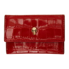 Alexander McQueen Red Croc Skull Envelope Card Holder