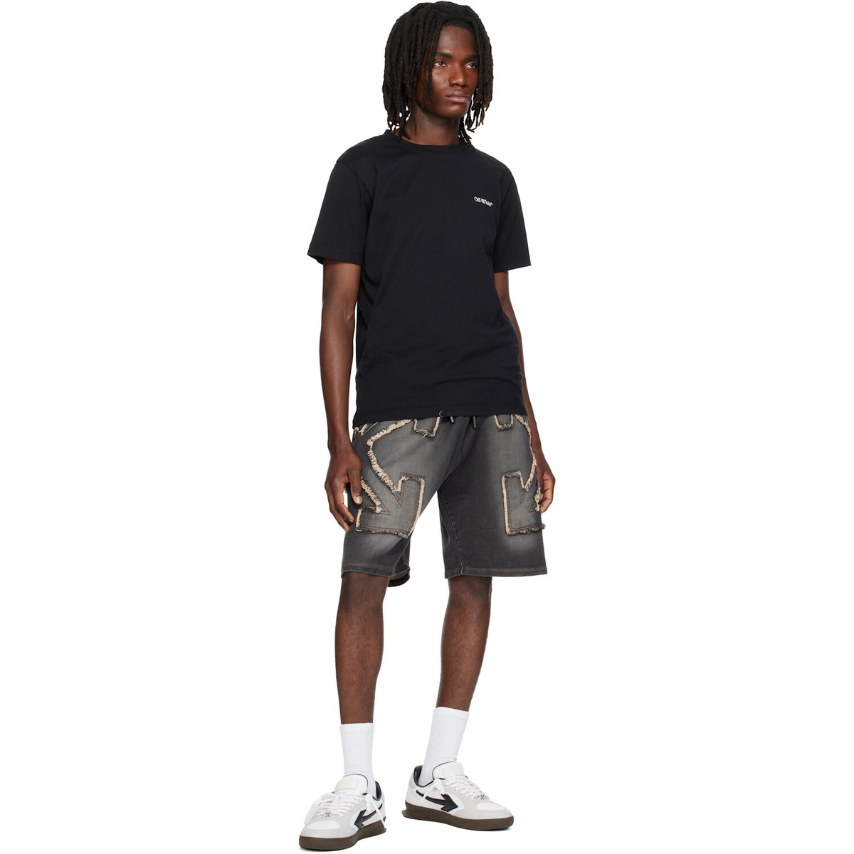 Off-White Black Distressed Arrow Skate Sweat Shorts
