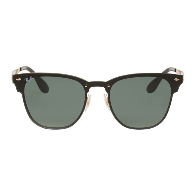 Photo: Ray-Ban Black and Gold Blaze Clubmaster Sunglasses