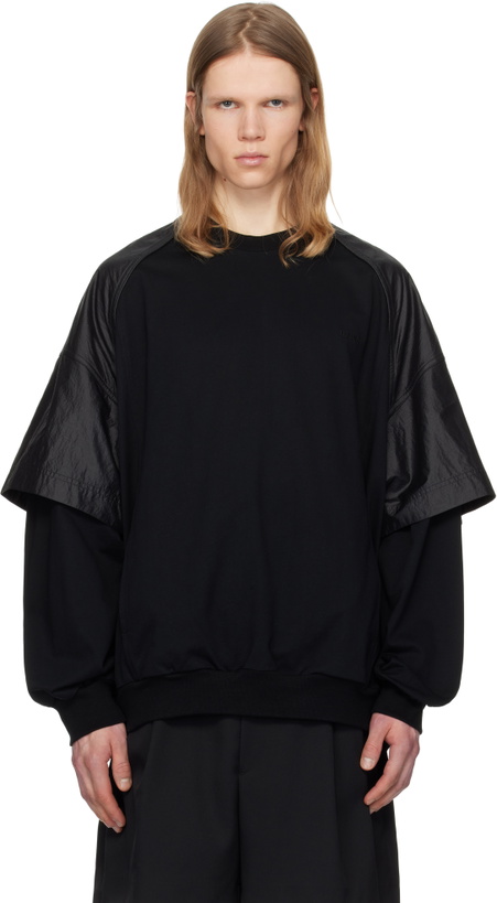 Photo: Juun.J Black Nylon Dual Layer Sweatshirt