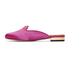 Charlotte Olympia Pink Satin Kitty Slippers