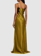 ALBERTA FERRETTI Satin & Lace Long Dress