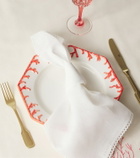 Once Milano Set of 4 lace-trimmed linen napkins