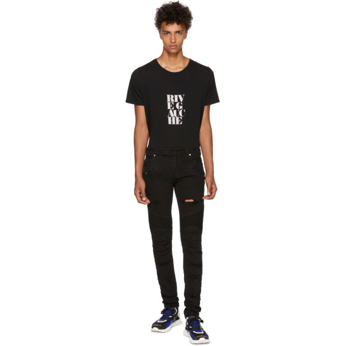 Photo: Balmain Black Distressed Basic Biker Jeans