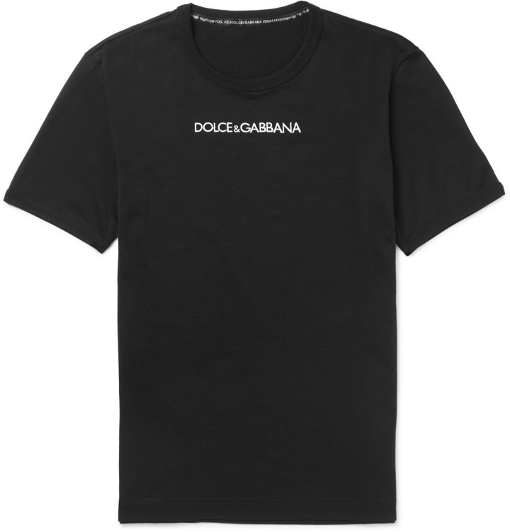 Photo: Dolce & Gabbana - Slim-Fit Embroidered Cotton T-Shirt - Black