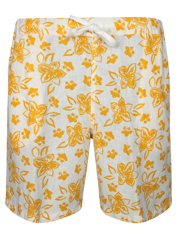 Photo: 120% Lino Floral Print Bermuda Shorts Ecru
