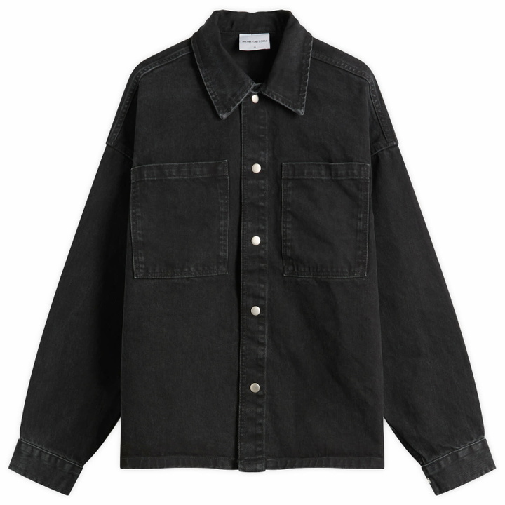 Photo: MKI Men's Denim Box Overshirt in Black Wash