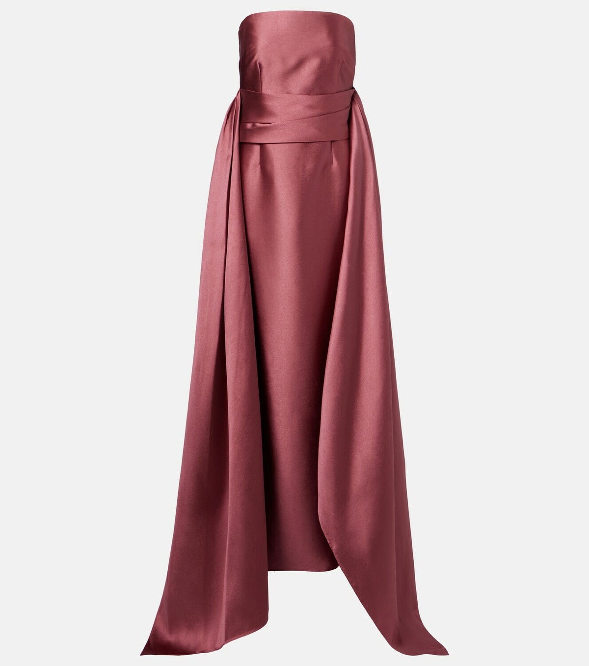 Solace London Draped strapless satin gown