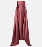 Solace London Draped strapless satin gown