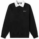 Grand Collection Collared Crew Sweat in Black/White