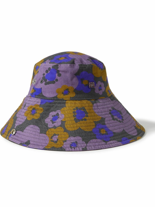 Photo: Acne Studios - Floral-Print Herringbone Cotton Bucket Hat - Purple