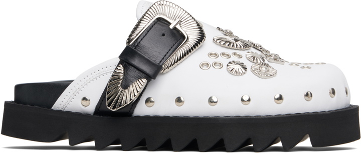Photo: Toga Pulla SSENSE Exclusive White Buckle Slip-on Loafers