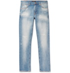 Nudie Jeans - Lean Dean Slim-Fit Tapered Distressed Organic Stretch-Denim Jeans - Blue
