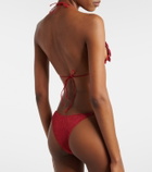 Oséree Lumière floral-appliqué lamé bikini