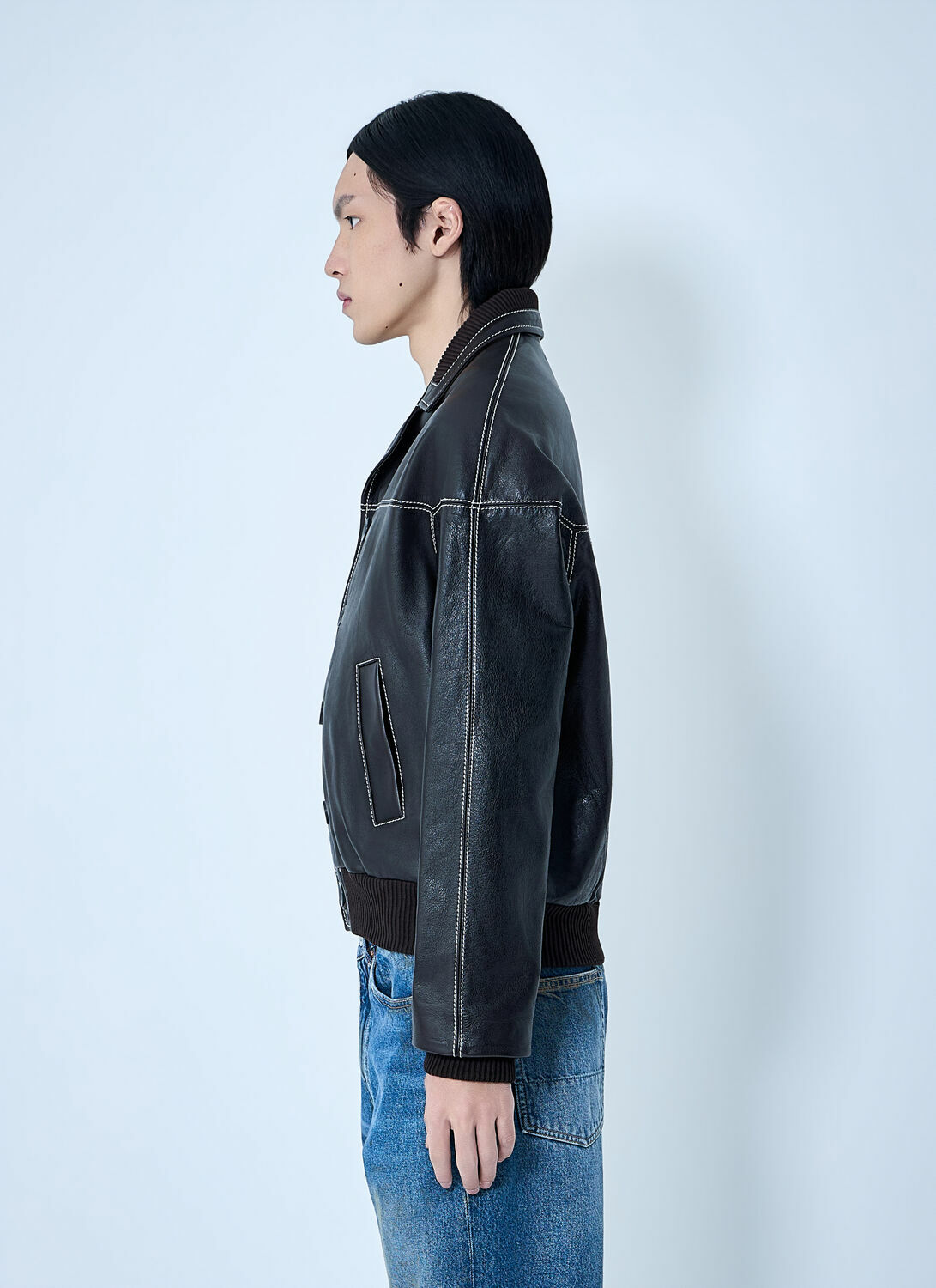 Wales Bonner Leather Button-Up Jacket
