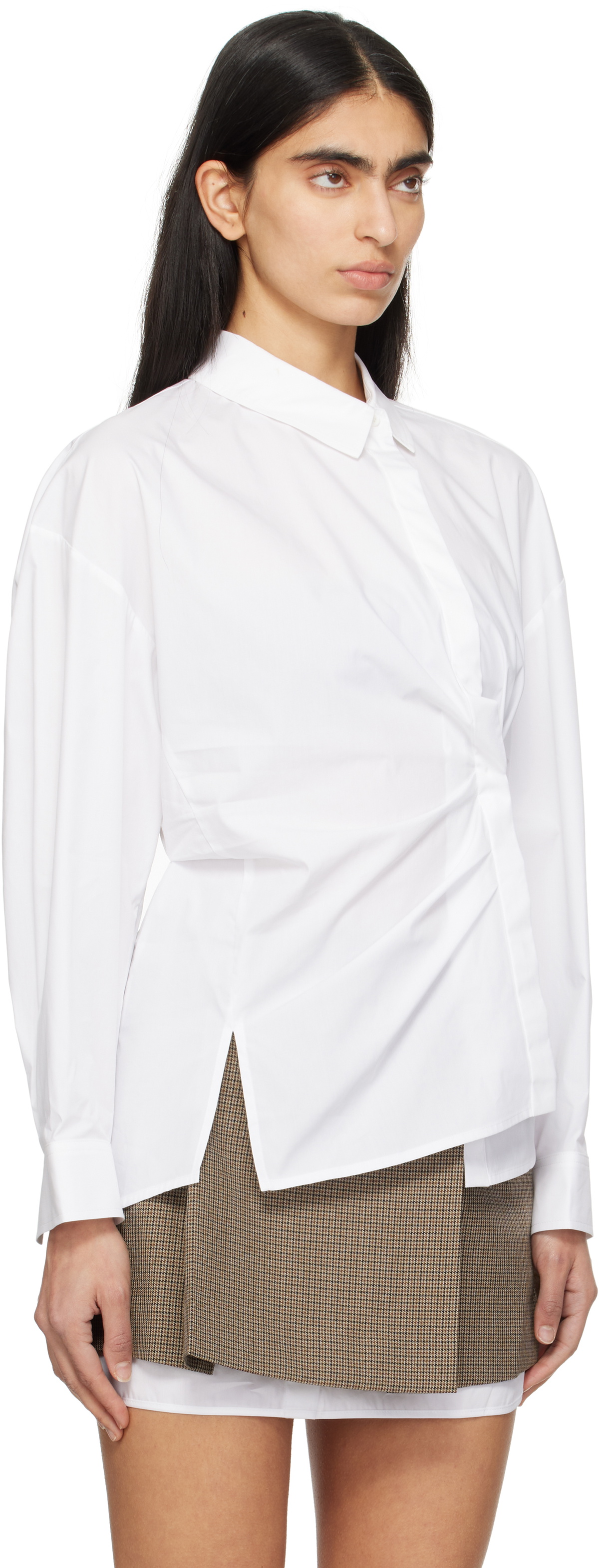 Juun.J White Twisted Wrap Shirt