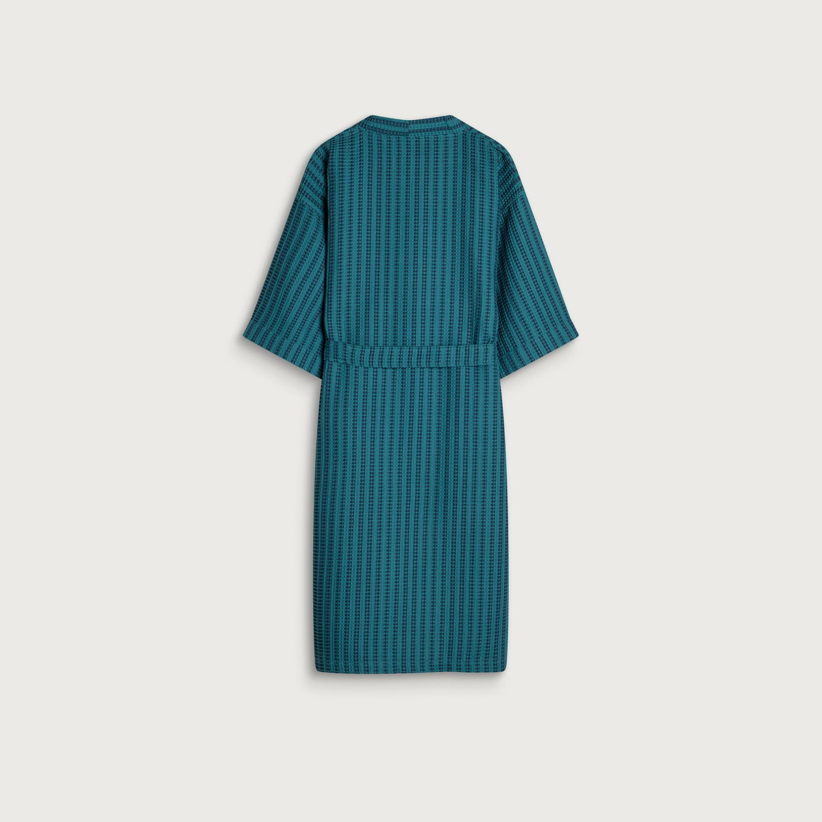 HAY Waffle Bathrobe in Stripe Petrol Blue