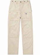KAPITAL - Lumber Straight-Leg Embroidered Cotton-Canvas Cargo Trousers - Neutrals