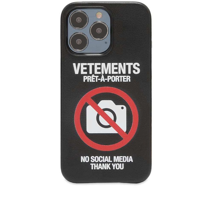 Photo: VETEMENTS No Social Media iPhone 13 Pro Case