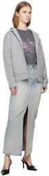 We11done Blue Washed Denim Maxi Skirt