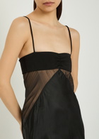 Rick Owens Panelled Satin Midi Slip Dress Black