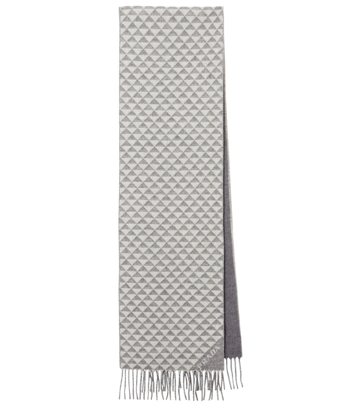 Photo: Prada Logo wool and cashmere jacquard scarf