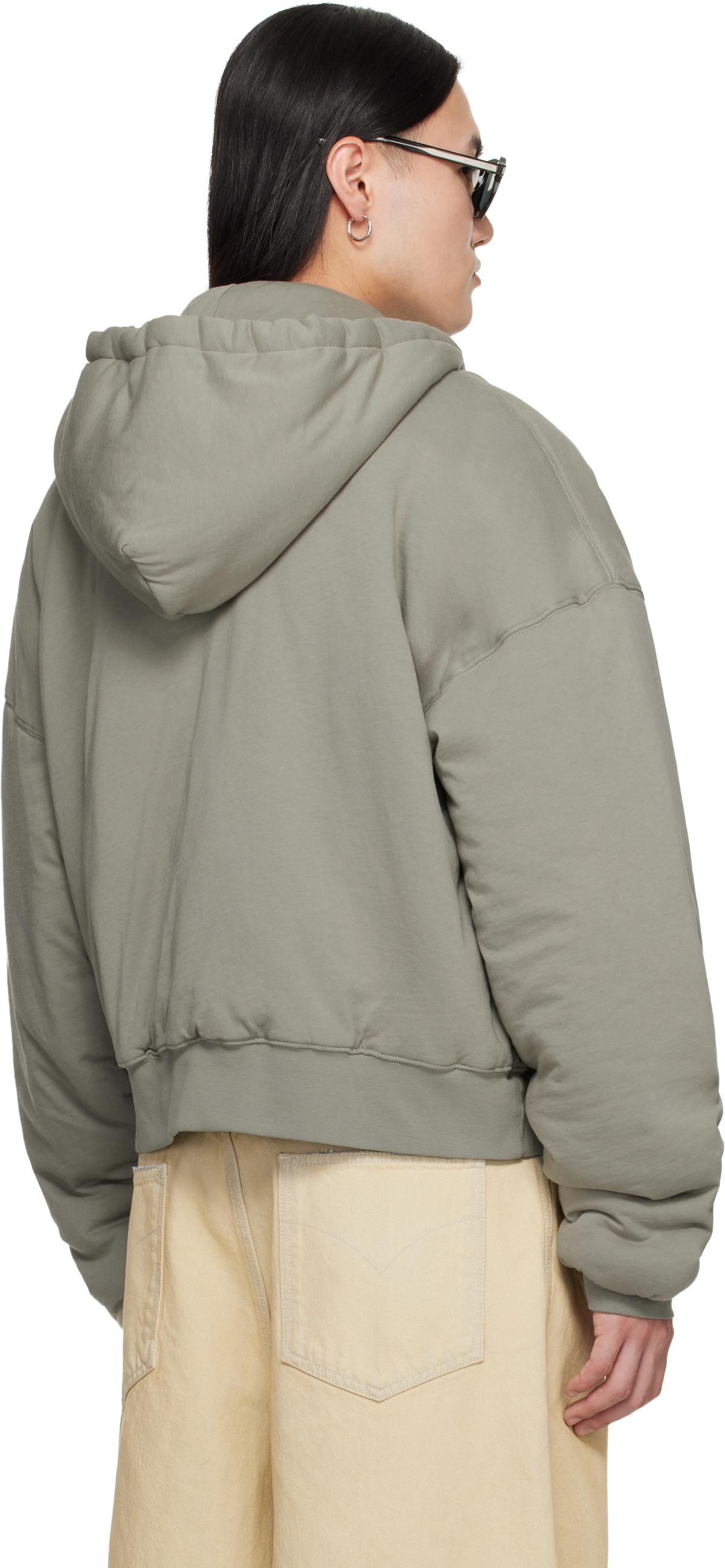 LU'U DAN Gray Wadded Hoodie