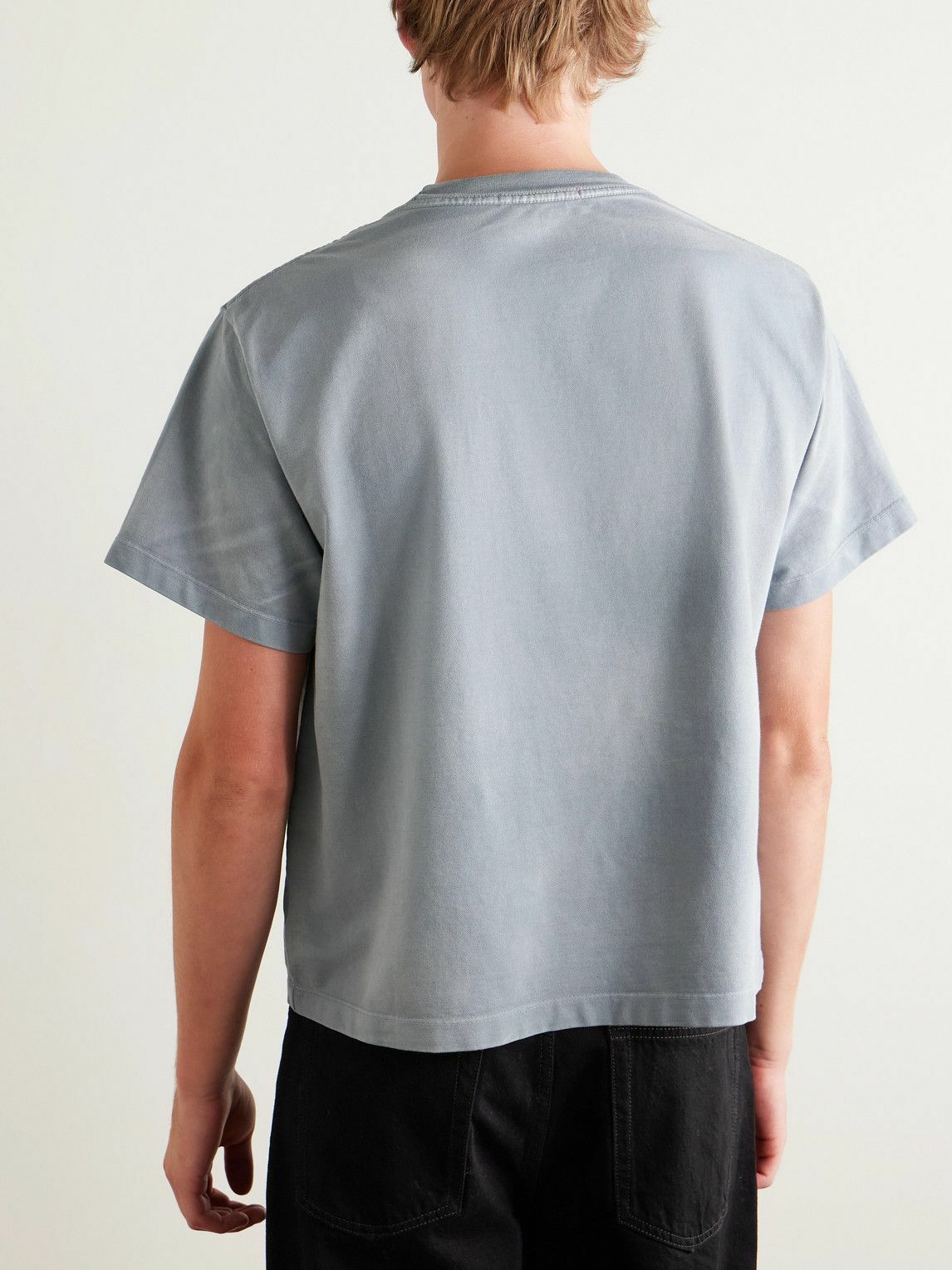 The Elder Statesman - Sunbleached Cotton and Cashmere-Blend Jersey T-Shirt - Blue