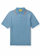 Guest In Residence - Striped Textured-Knit Cotton Polo Shirt - Blue