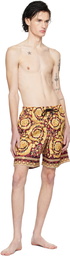 Versace Underwear Gold & Red Wild Barocco Swim Shorts