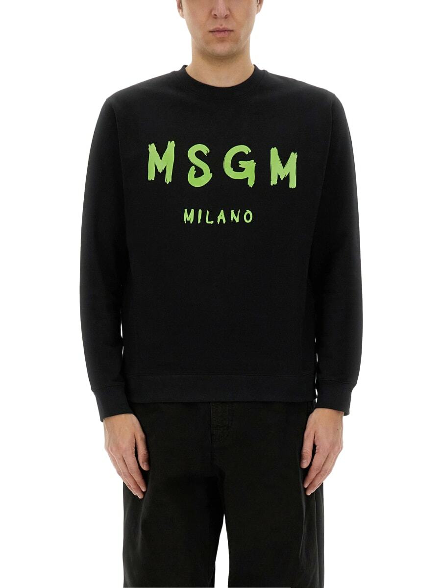 【関税&送料込】Msgm Sweatshirt With Logo Cropped sweatshirt with rope MSGM logo - MSGM Official