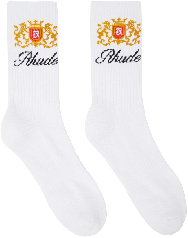 Photo: Rhude White Crest Socks