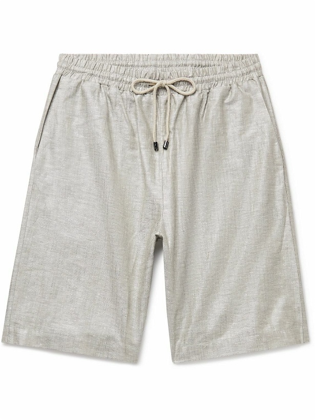 Photo: Zimmerli - Straight-leg Linen and Cotton-Blend Drawstring Shorts - Gray