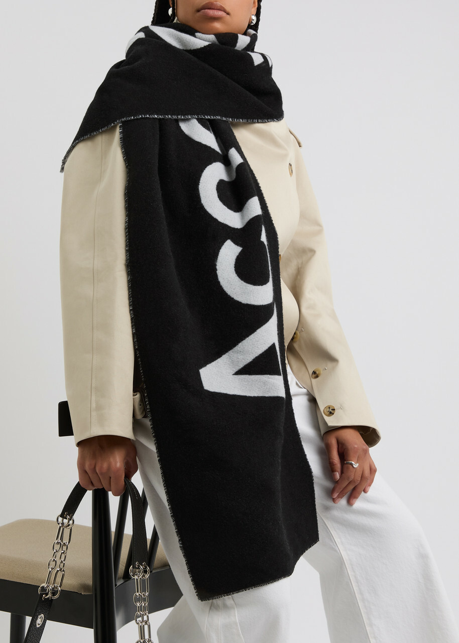 Acne Studios Toronto Logo Wool-blend Scarf - Black And White - One Size