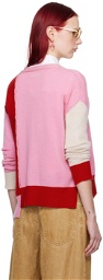 Marni Pink & Red Paneled Cardigan