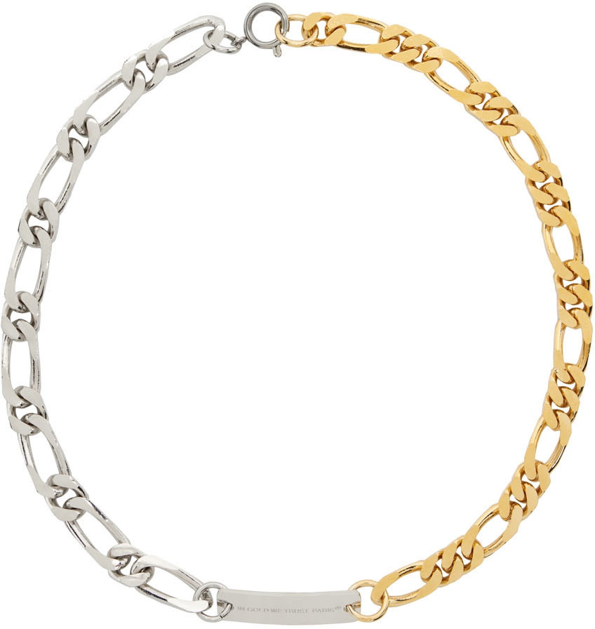 IN GOLD WE TRUST PARIS Silver & Gold Figaro Necklace