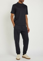 Emporio Armani Logo-embroidered Wool T-shirt Navy