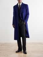 TOM FORD - Double-Breasted Brushed Wool and Cashmere-Blend Felt Coat - Blue