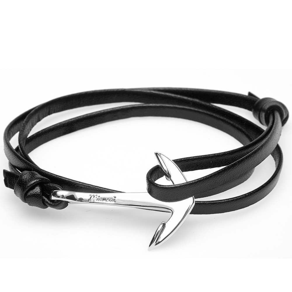 Photo: Miansai Silver Anchor Leather Bracelet